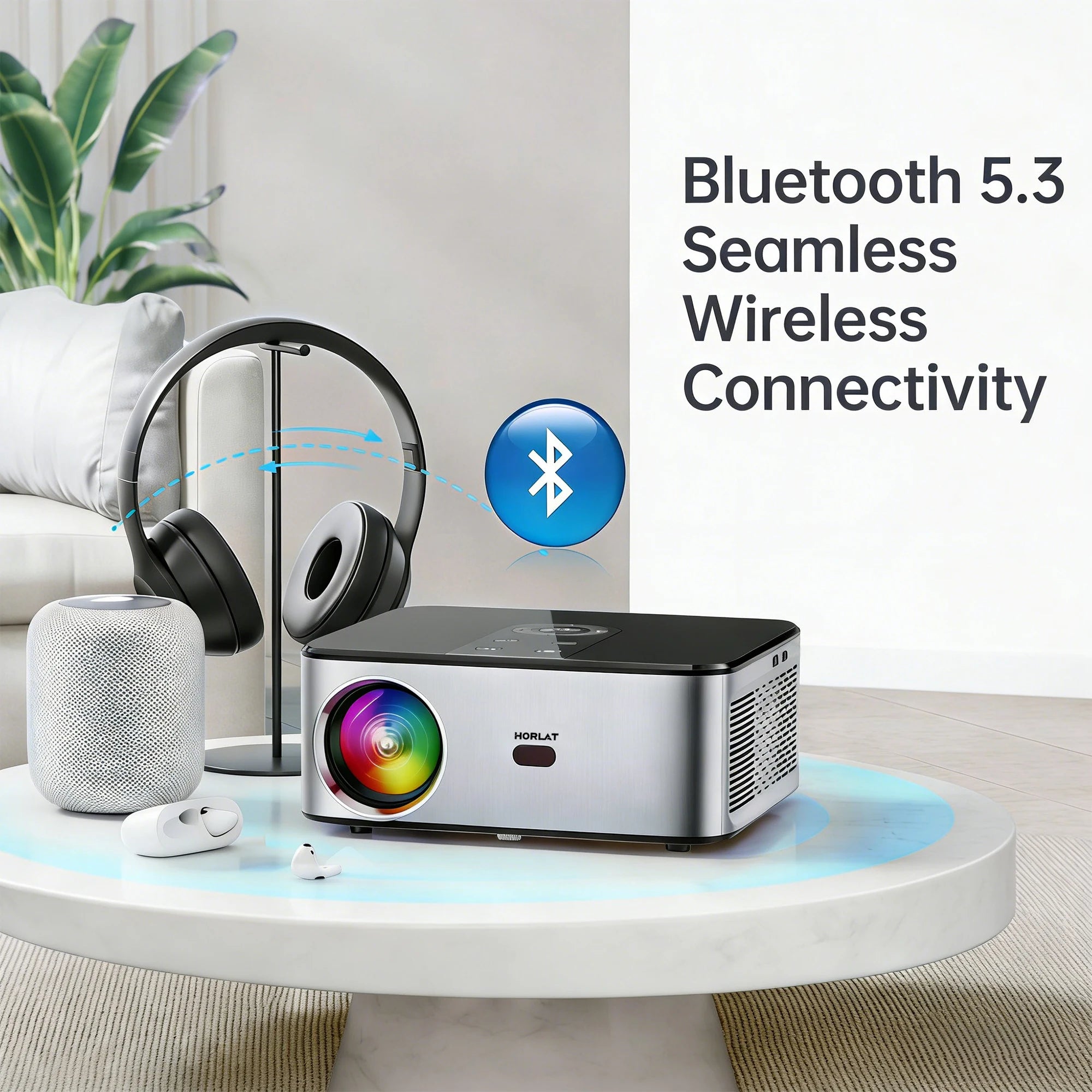 HORLAT T03 40000 Lumens Android 11 Beamer 4K Projector Outdoors Full HD 1080P 8K 3D Video Audio Home Theater Auto Focus Keystone
