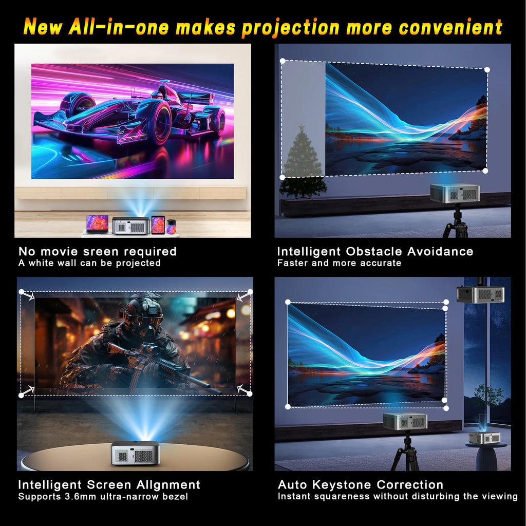 HORLAT T03 40000 Lumens Android 11 Beamer 4K Projector Outdoors Full HD 1080P 8K 3D Video Audio Home Theater Auto Focus Keystone