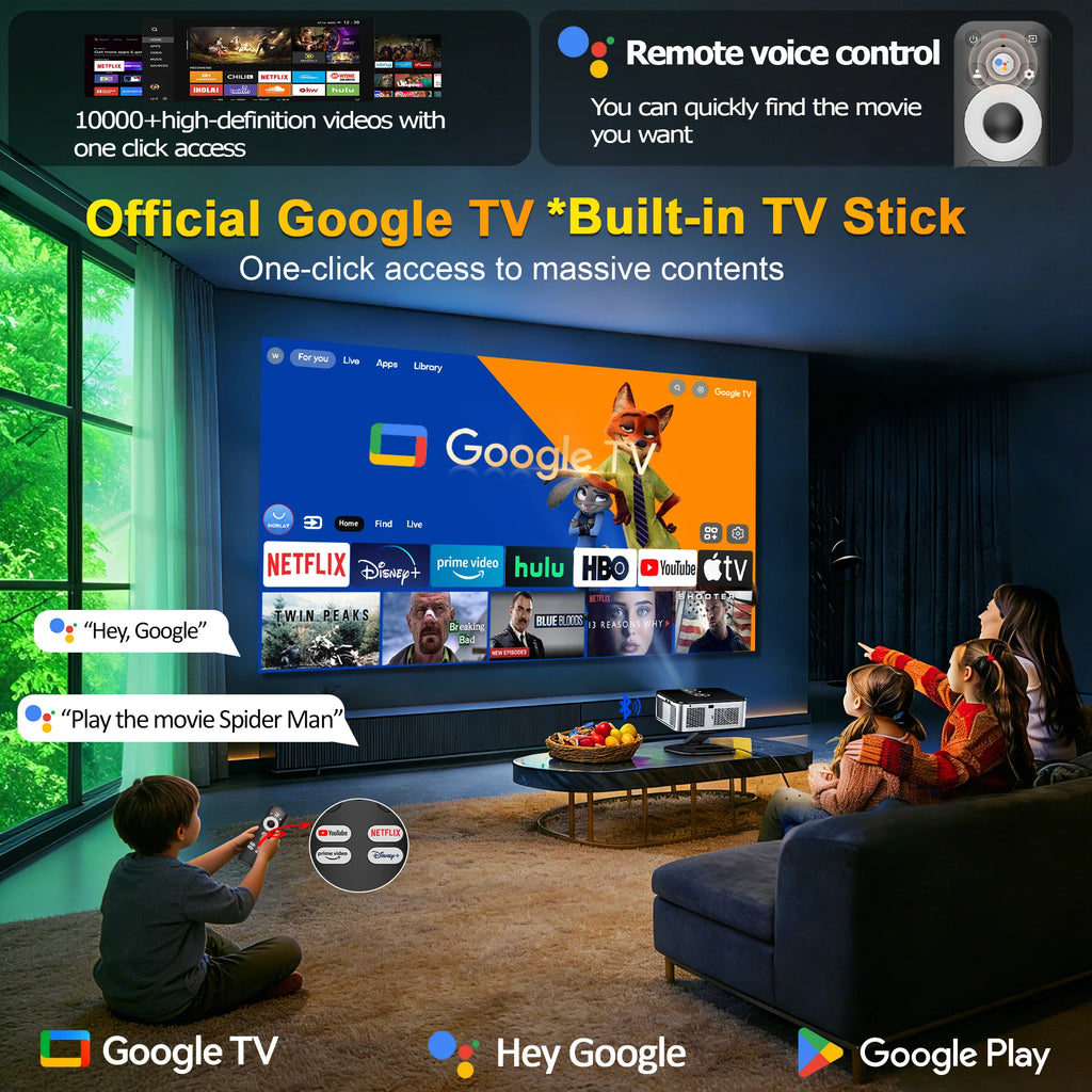 HORLAT T03 40000 Lumens Android 11 Beamer 4K Projector Outdoors Full HD 1080P 8K 3D Video Audio Home Theater Auto Focus Keystone